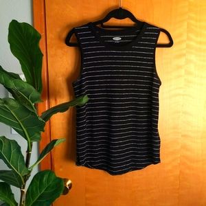 Striped linen blend muscle tank